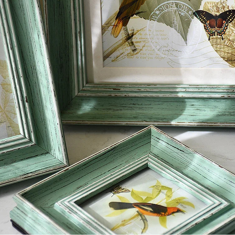 Vintage Bilderrahmen – Rustikale Tisch- und Nachttisch Dekoration für Familienfotos Kaufschwan® Mintgrün 4 Inch