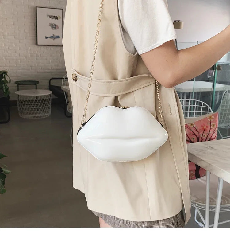 Lippen Design Schultertasche – Luxus Designer-inspirierte Damen Messenger & Handtasche | Einfarbige Zipper Umhängetasche Kaufschwan®