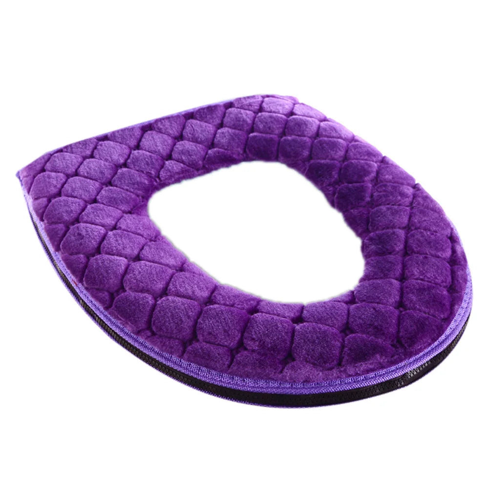 Weiche WC-Sitzauflage – Warmer Plüsch-Toilettensitzbezug für Winter | Waschbarer O-förmiger WC-Deckel (37cm × 44cm) Kaufschwan® Lila