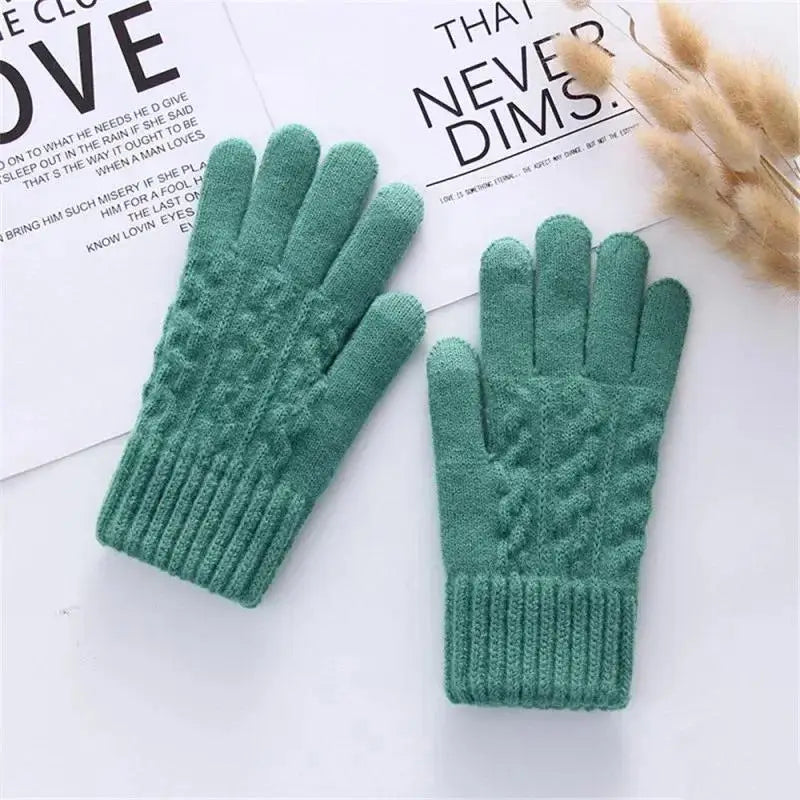Unisex Winterhandschuhe – Warme Strickhandschuhe mit Fleece-Futter | Touchscreen Vollfinger Handschuhe für Damen & Herren, Fahrrad & Autofahren Kaufschwan® Grün