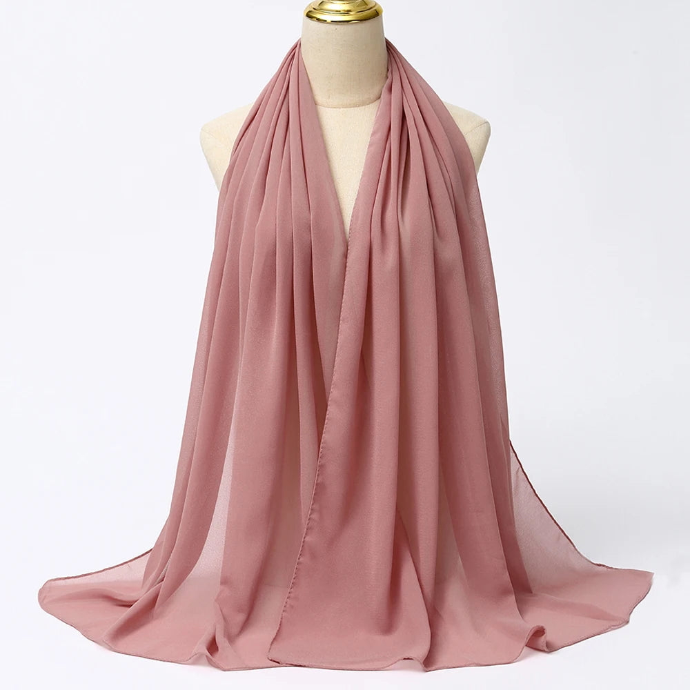 Muslimischer Chiffon Hijab Schal – Damen Langer Einfarbiger Kopf Schal | Eleganter Jersey Schleier & Modisches Umschlagtuch