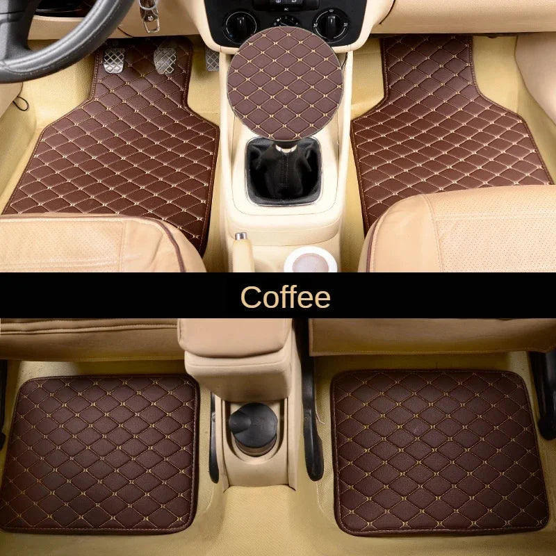 4-teiliges universelles PU-Leder Autoschalenmatten-Set – Vorder- & Rückfußmatten für Auto, LKW & SUV Kaufschwan®