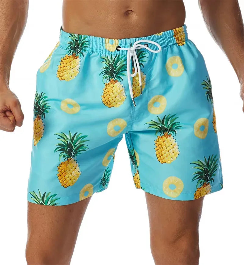 3D Grafik Strandshorts – Unisex Pineapple Print Surfshorts | Sommer Hawaii Badehose für Herren, Damen & Kinder