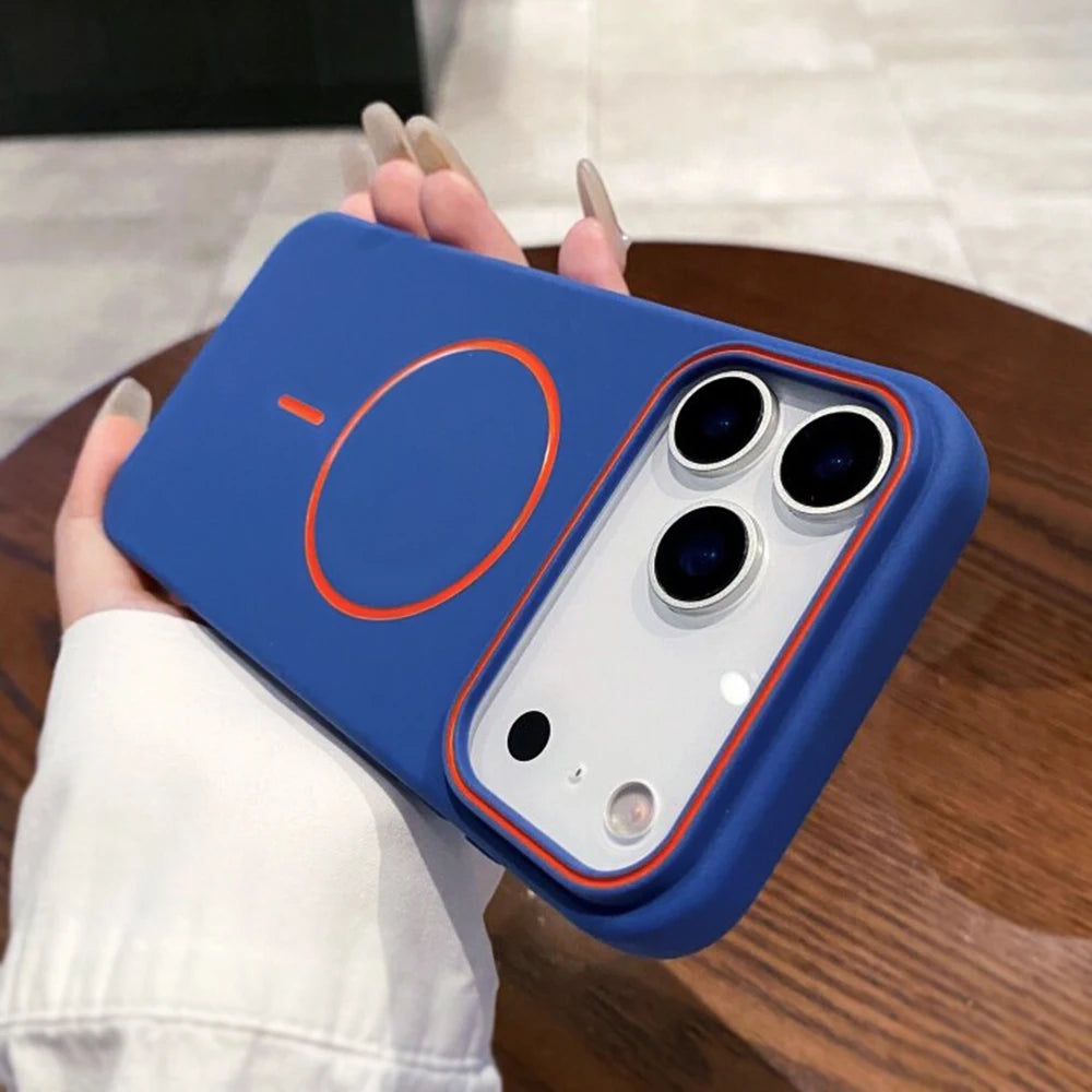 Hochwertige MagSafe-Silikonhülle für iPhone 18 Pro & iPhone 18 Pro Max – Magnetische Rückhülle für Kabelloses Laden Kaufschwan® Blau iPhone 18 Pro
