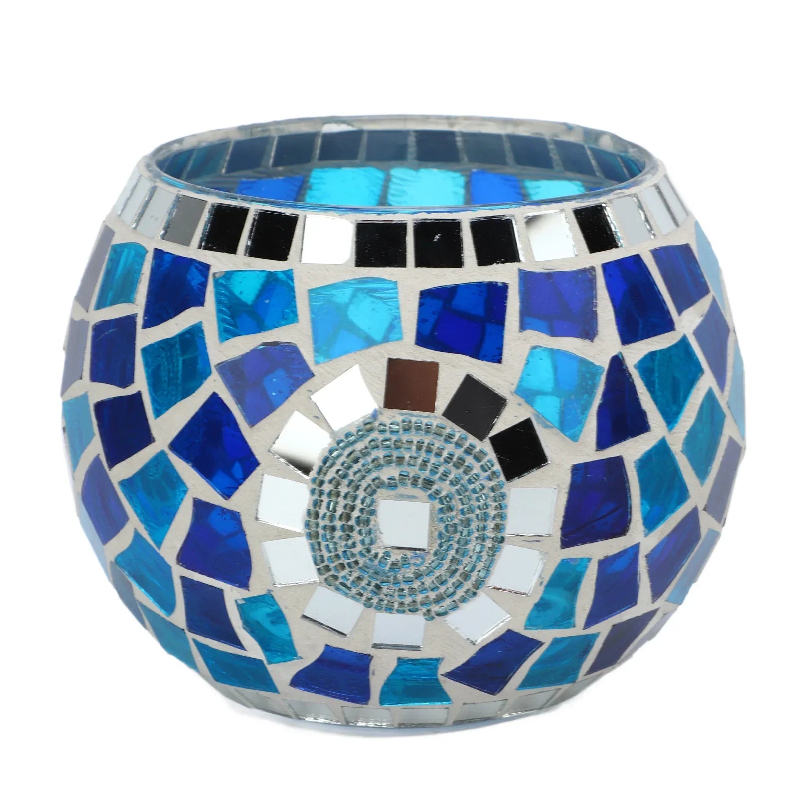 Teelicht Kerzenhalter – Europäischer Blau-Ozean Stil Mosaik Glas Kerzenständer für Zuhause & Party Dekoration Kaufschwan®