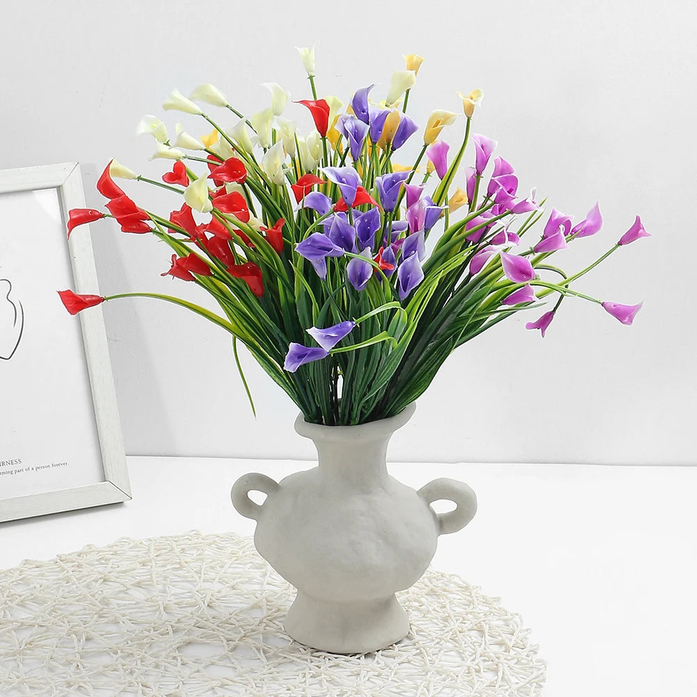 Künstliche Hufeisenlilien für Außenbereiche – UV-beständige Kunststoffblumen für Herbst | Gartendeko, Balkon & Wohnraumgestaltung Kaufschwan® Bunt