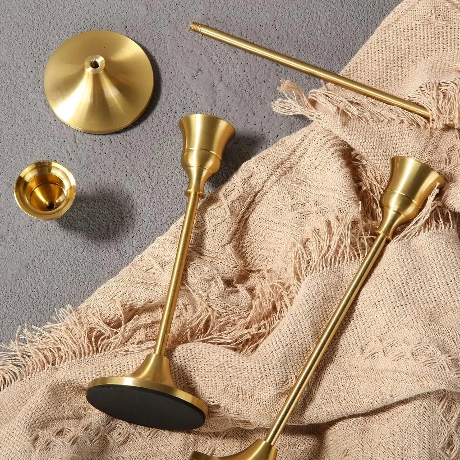 Set aus 3 Vintage Metall Aluminium Kerzenhaltern – Elegante Tischdekoration für Hochzeit, Zuhause & Hotel Kaufschwan®