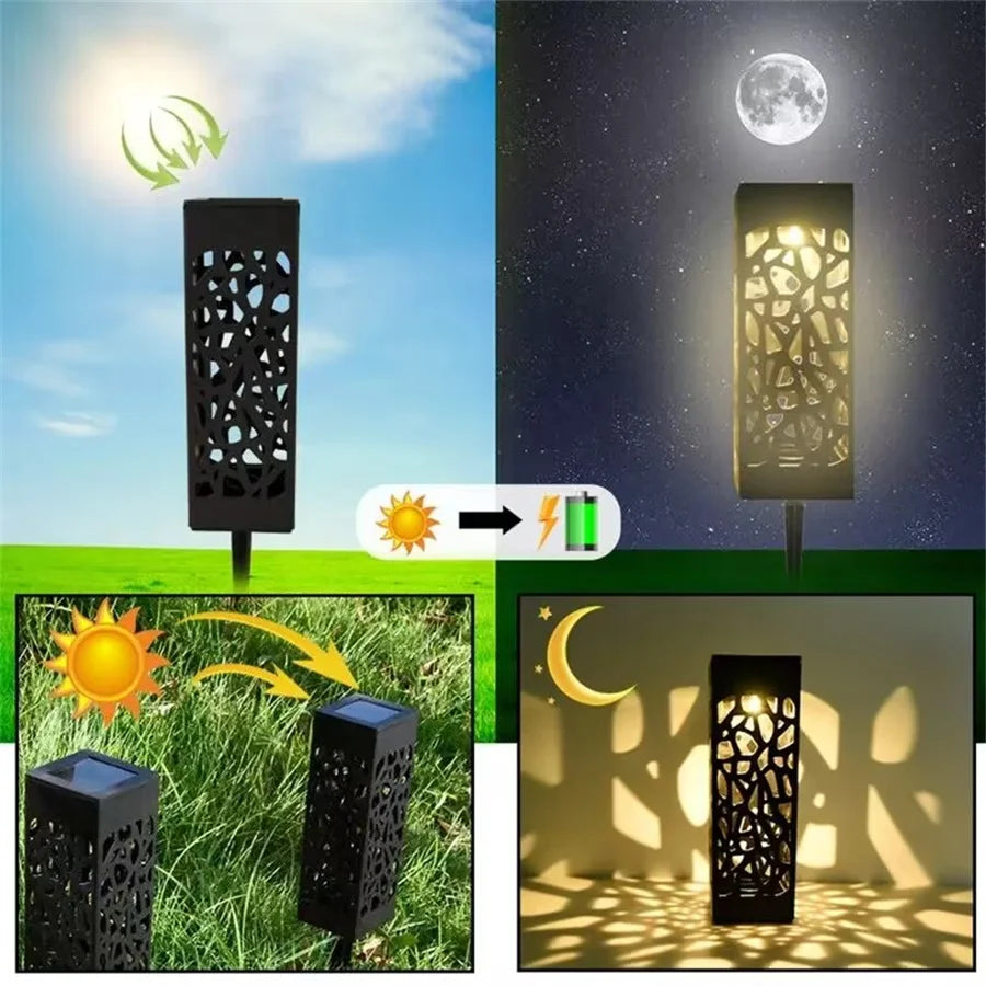 LED Solar Gartenleuchten 2/6 Stück – Wasserdichte Außenlampen mit Hohlmuster für Weg, Terrasse & Hofdekoration Kaufschwan®