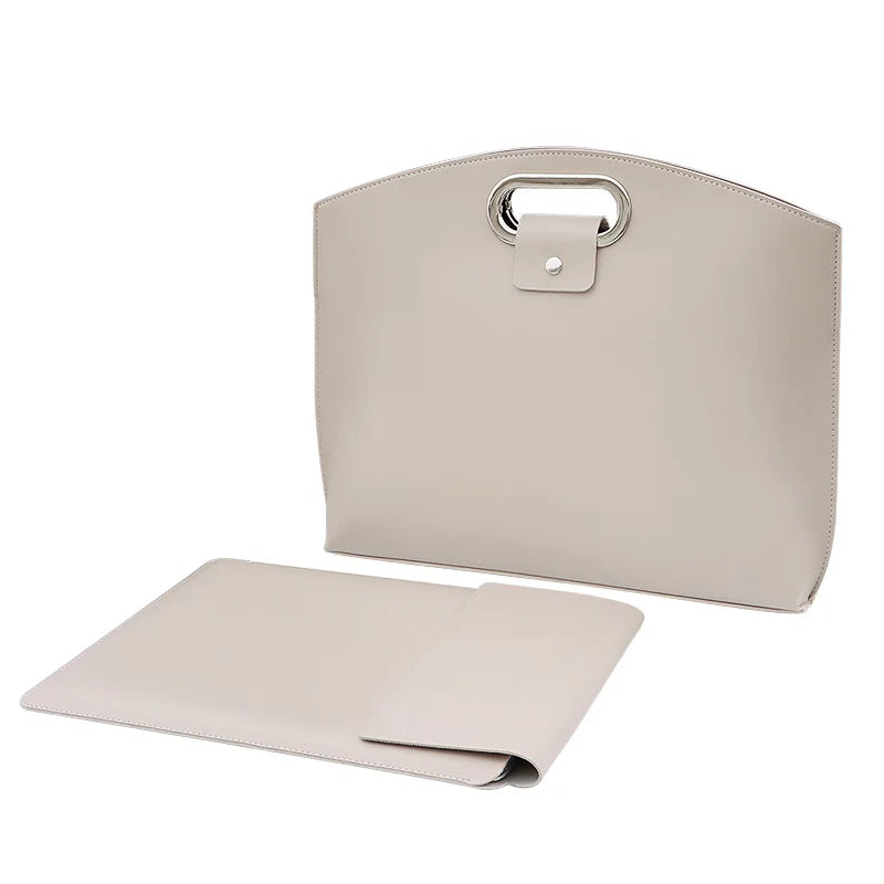 Luxuriöse Business Laptop Tasche – Wasserdichte Computer Aktentasche, Dokumenten-Handtasche & Elegante Tragetasche für Damen & Herren Kaufschwan® Mandelcreme 13-15 Zoll