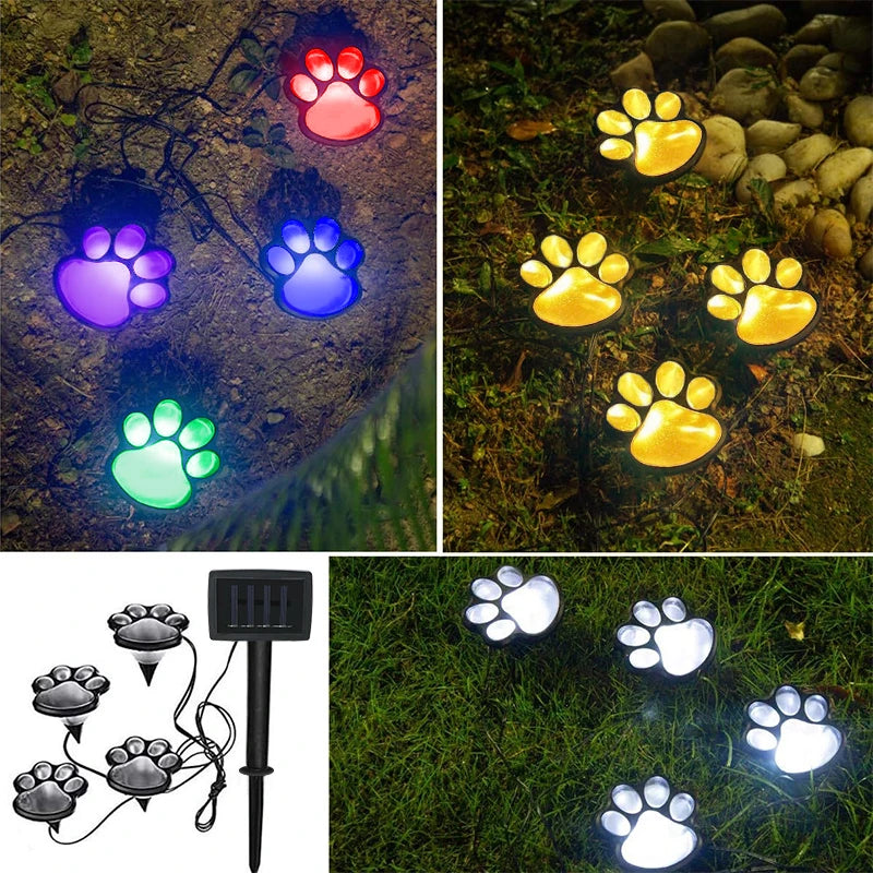 Solar Gartenlichter mit Pfotenabdruck – 4er Set LED-Erdlichter Wasserdicht für Rasen, Weg & Hofdekoration Kaufschwan®