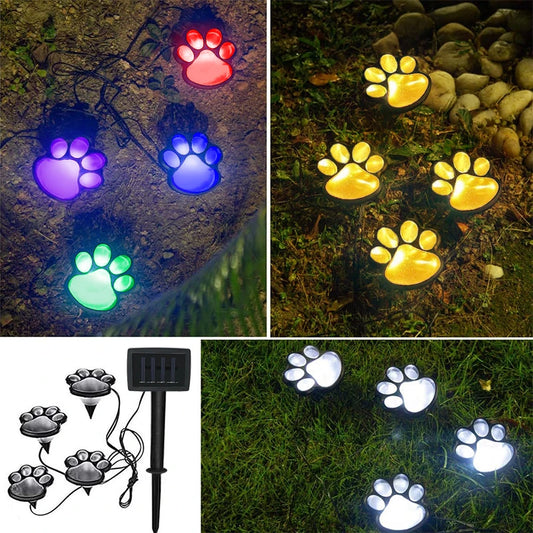 Solar Gartenlichter mit Pfotenabdruck – 4er Set LED-Erdlichter Wasserdicht für Rasen, Weg & Hofdekoration Kaufschwan®