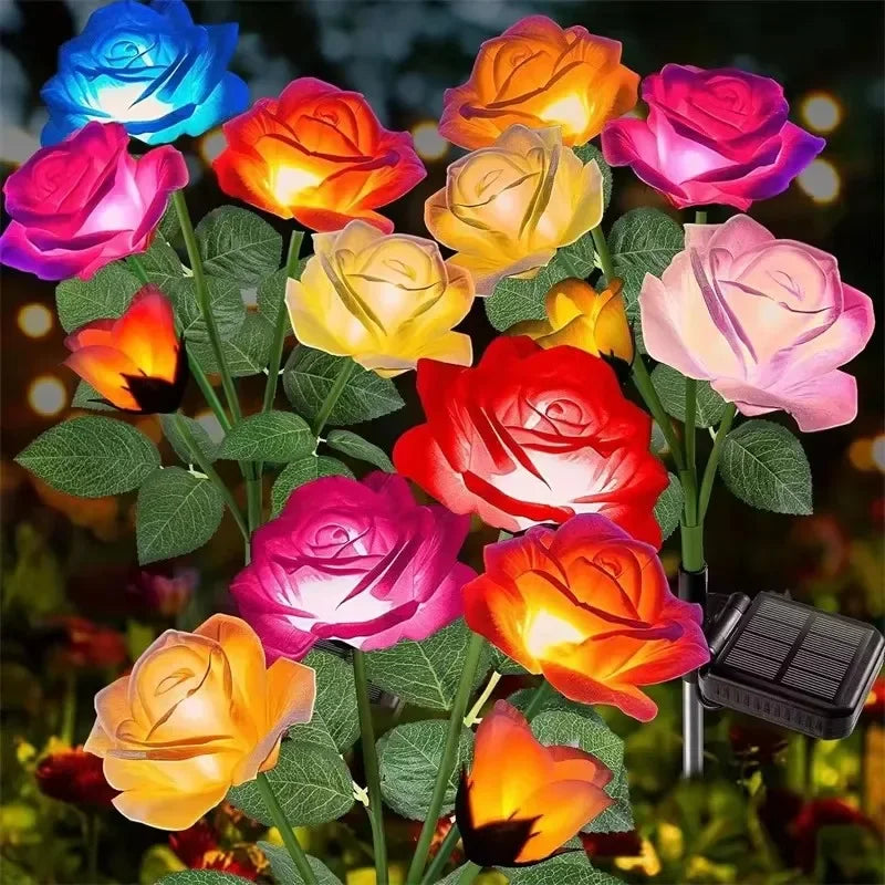 5-Köpfe Rosen Rasenlampe Solarlichter – Außen Dekorative Solar Gartenleuchten für Hof, Terrasse, Garten & Hochzeit Kaufschwan®