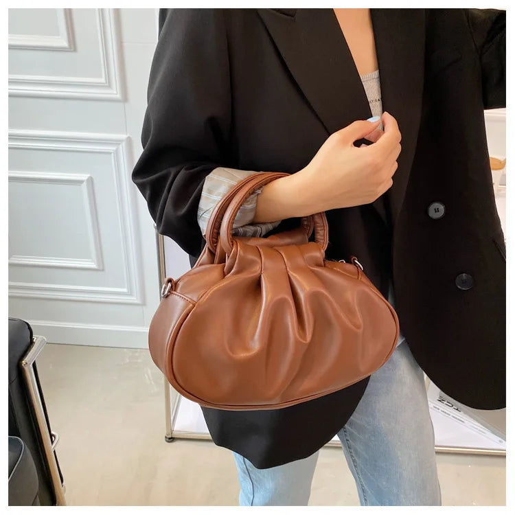Retro Schultertasche mit Falten-Design – Mehrfarbige Damen Crossbody Handtasche & Elegante Top-Handle Bag Kaufschwan®