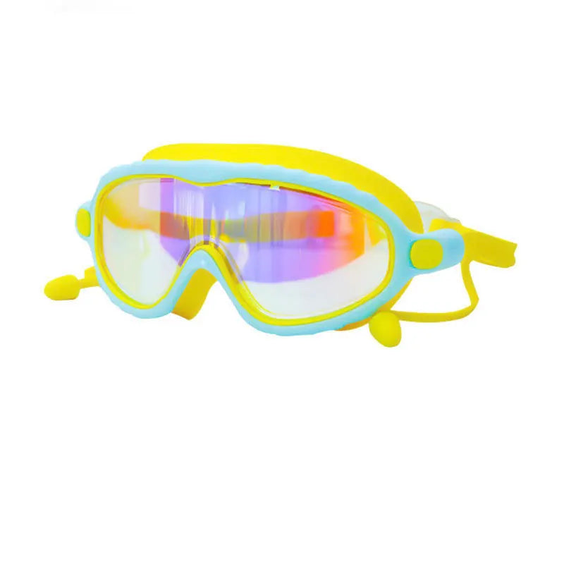 Kinder Schwimmbrille für Jungen & Mädchen (3–15 Jahre) | Großes Sichtfeld in HD | Anti-Beschlag | Auslaufsicher | Weiches Silikon für bequemen Sitz Kaufschwan® Reflektierend-Gelb