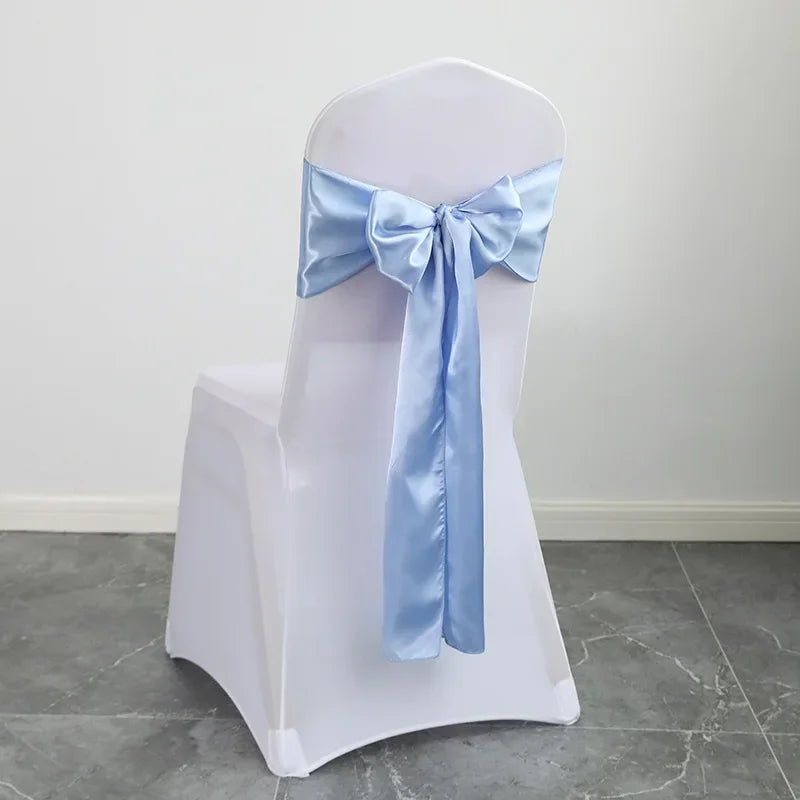 Satin Stuhlschleifen – Hochzeits Schleifenband für Stuhl Dekoration Kaufschwan® Himmelblau 10 Stück