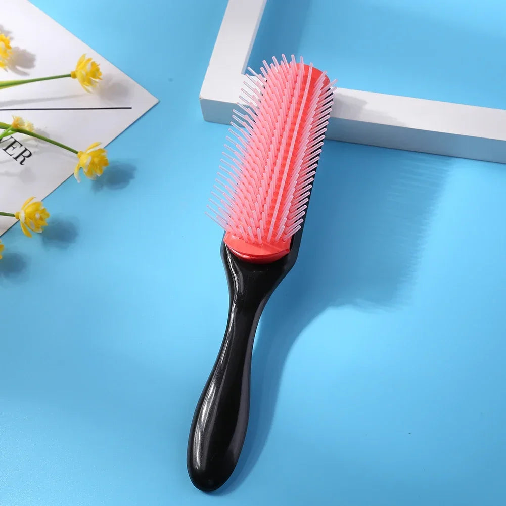 9-Reihen Styling Haarbürste – Entwirrungskamm für Glattes & Lockiges Haar | Kopfhaut-Massagebürste für Echthaar-Perücken