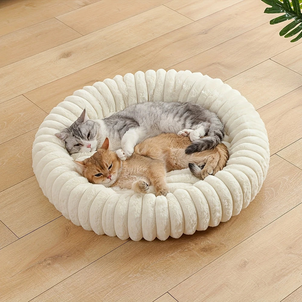 Warmes Rundes Donut-Katzenbett für Katze – Extraweiches Plüschbett & Kuscheliges Schlafnest Kaufschwan®