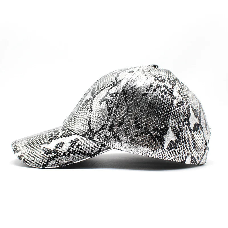 Snake Print PU Leder Baseballkappe | Verstellbarer Hip-Hop Street Dance Hut | Leicht & Sonnenschutz für Outdoor-Aktivitäten Kaufschwan®