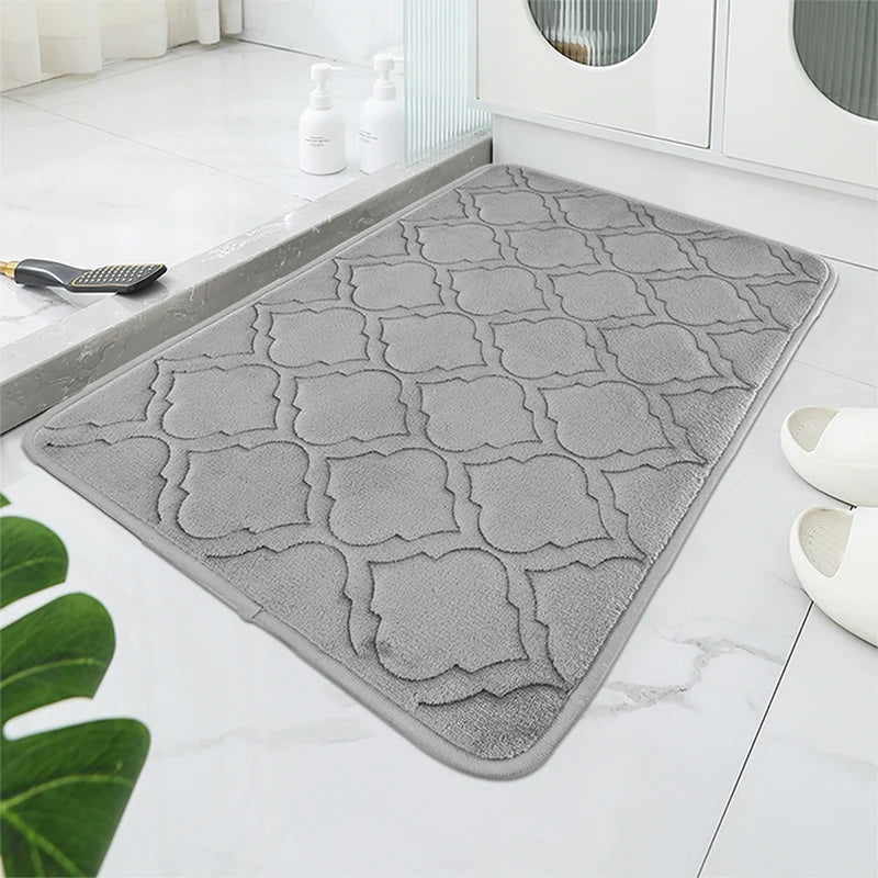 Gestreifte Rutschfeste Badematte – Saugfähig & Schnell Trocknend, Ultraweich Kaufschwan® Hellgrau 40cm x 60cm