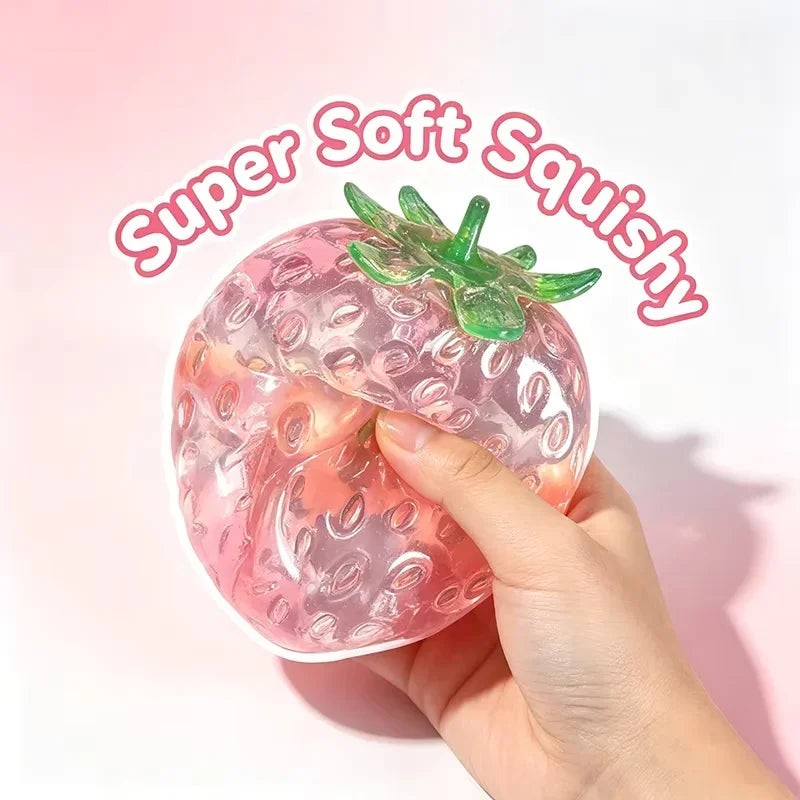 Erdbeer-Squishy – Weiches Formbares Knautsch- & Fidget-Spielzeug ohne Rückfederung für ASMR, Sensorik & Stressabbau Kaufschwan® Rosa