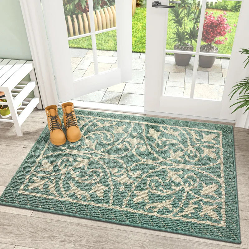 Retro Outdoor Fußmatte – Veranda- & Gartenmatte mit Staubfang-Design, Rutschfest & Langlebiges Polypropylen Kaufschwan® Grün 50x80cm