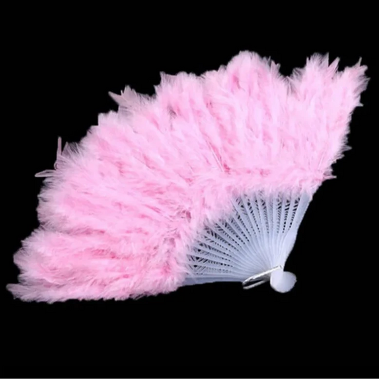 9 Farben Feder-Handfächer | Faltbarer Kostüm- und Tanzfächer für Hochzeiten & Showgirls Kaufschwan® Hellrosa