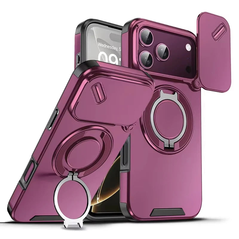 Armor 360 MagSafe-Magnethülle für iPhone 18 Pro & iPhone 18 Pro Max – Ringständer, Kameraschutz & Stoßfeste Schutzhülle Kaufschwan® Dunkellila iPhone 18 Pro