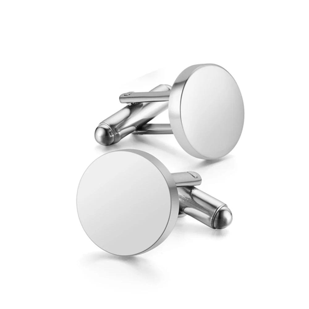 Edelstahl Manschettenknöpfe Blanko Rund – Hochglanzpoliert | DIY Schmuck Zubehör für Gravur & Personalisierung (15mm/18mm/20mm) Kaufschwan® Silber