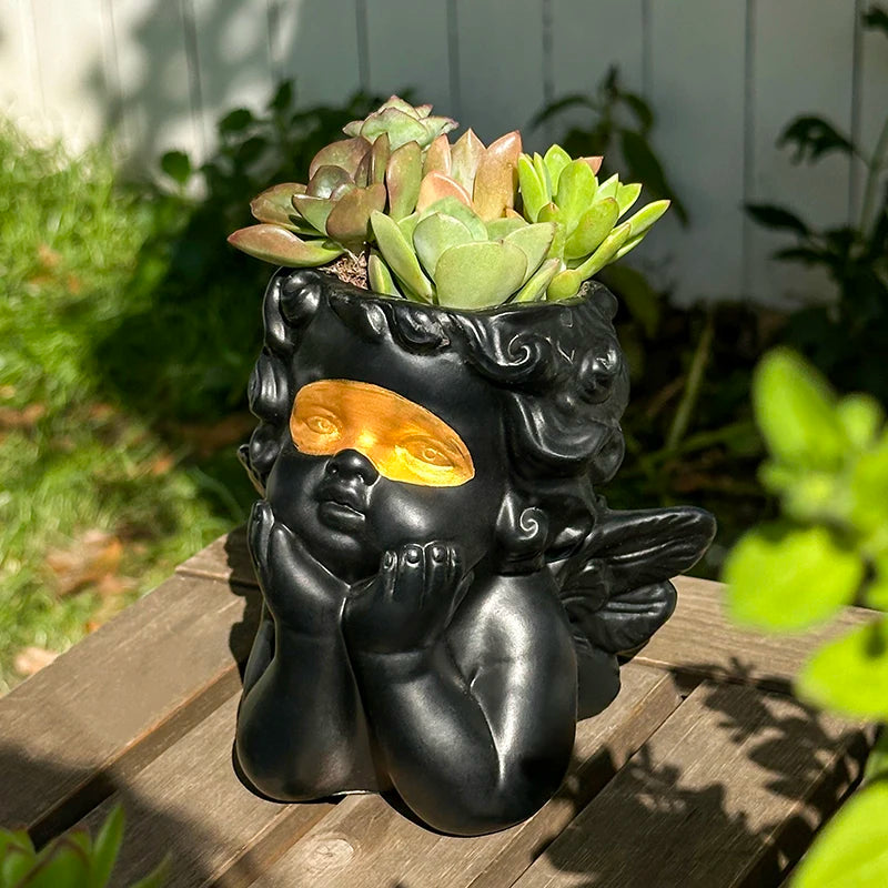 Niedlicher Maskierter Engel Blumentopf – Dekorativer Sukkulenten Pflanzhalter | Balkon & Garten Dekoration Kaufschwan®