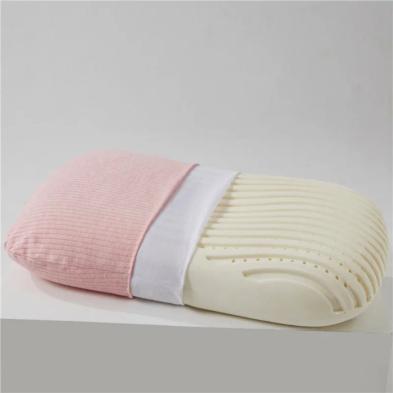 Natürliches Latex Kissen mit Baumwollbezug – Weiches Orthopädisches Nackenkissen für Seiten-, Rücken- & Bauchschläfer Kaufschwan® Rosa 60X38X10CM
