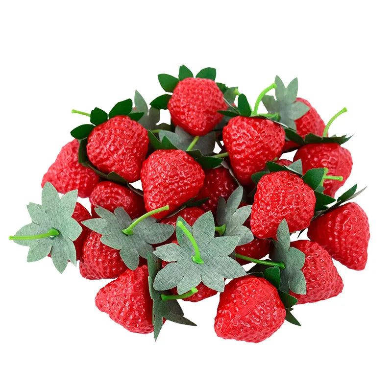 20 Stück Künstliche Erdbeeren – Plastik Simulationsfrüchte für Küche, Tisch, Weihnachten & Party Dekoration Kaufschwan® Erdbeere 20 Stück
