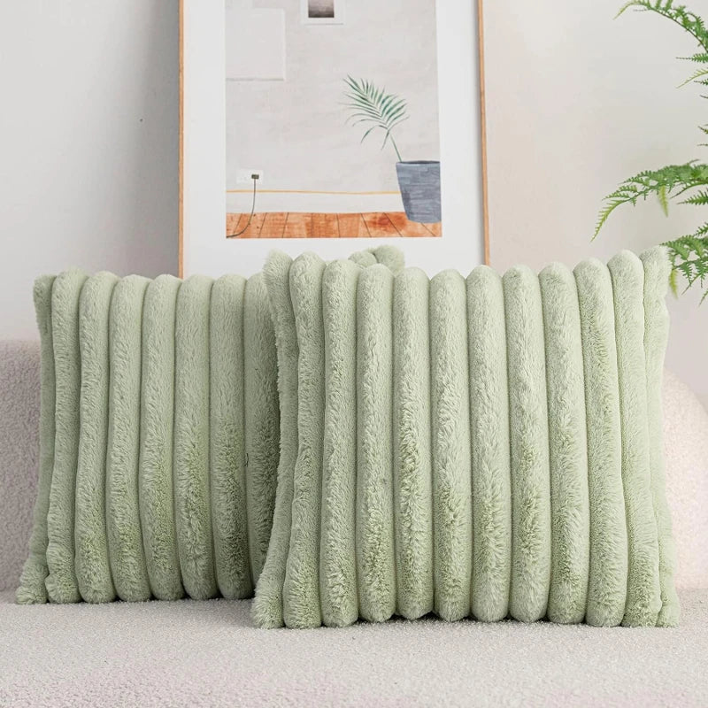 Weiß & Rosa Dekorativer Kissenbezug | Flauschiger Weicher Überwurf für Sofa, Couch & Wohnkultur | 45x45cm