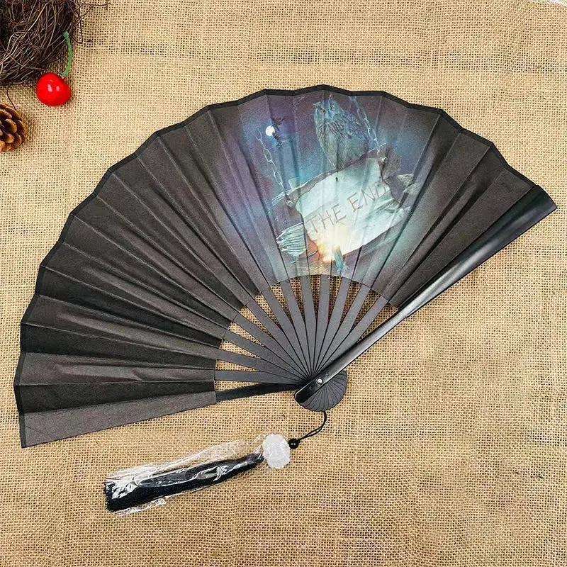 Retro Drachen Faltfächer | Beidseitiger Seidenstoff Handfächer | 8-Zoll Tragbarer Chinesischer Hanfu Fächer für Damen & Herren Kaufschwan®