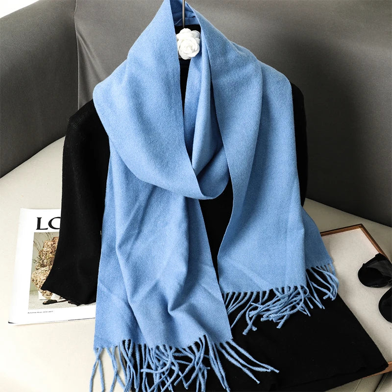Bunte Winter Schals für Damen | Langer Kaschmir-Optik Wärmeschal | Einfarbig Hijab, Umschlagtuch & Pashmina Kopftuch Kaufschwan®