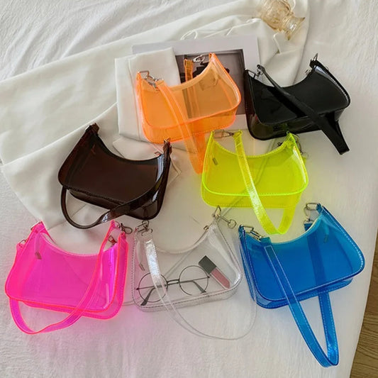 Transparente Jelly Umhängetasche – Kleine Zipper Underarm Tasche & Modische Handtasche für Damen Kaufschwan®