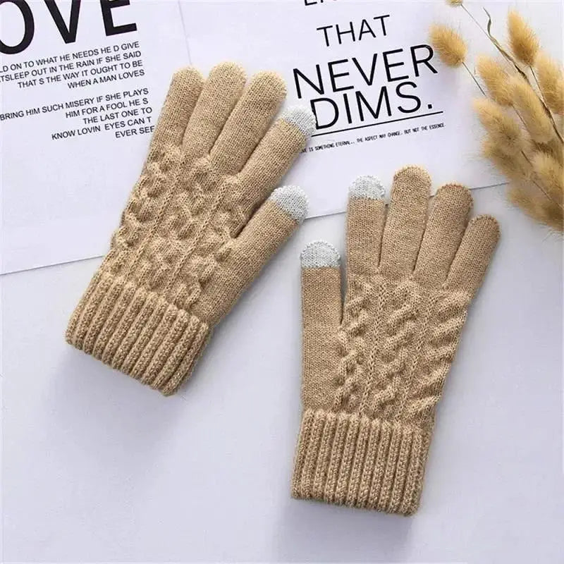 Unisex Winterhandschuhe – Warme Strickhandschuhe mit Fleece-Futter | Touchscreen Vollfinger Handschuhe für Damen & Herren, Fahrrad & Autofahren Kaufschwan® Ingwer