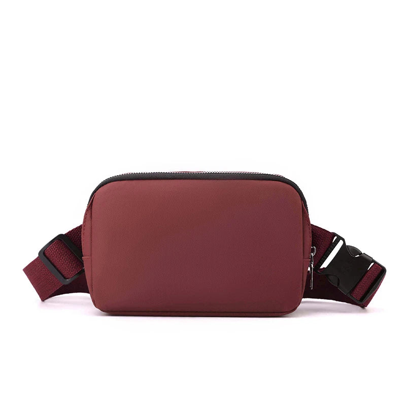 Unisex Schwarze Gürteltasche – Verstellbarer Schultergurt | Outdoor Crossbody Brusttasche, Langlebig & Modisch Kaufschwan® Weinrot