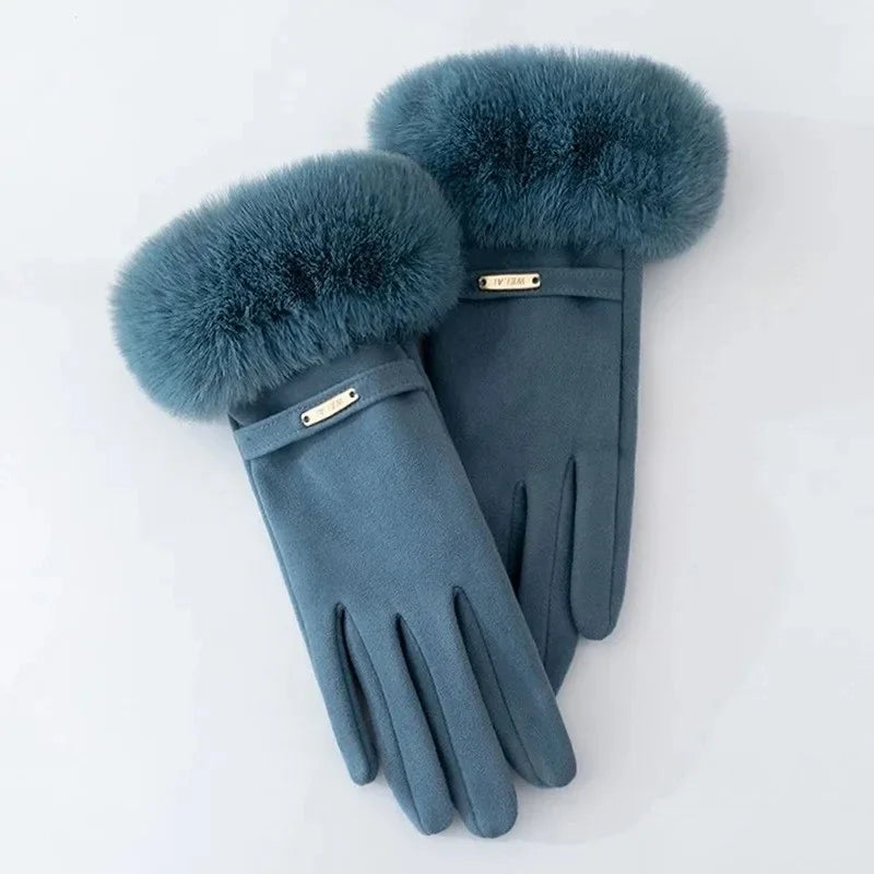 Damen Winterhandschuhe aus Wildleder – Elegante Touchscreen Handschuhe mit Samtfutter | Warme Verdickte Handschuhe für Autofahren & Radfahren Kaufschwan®