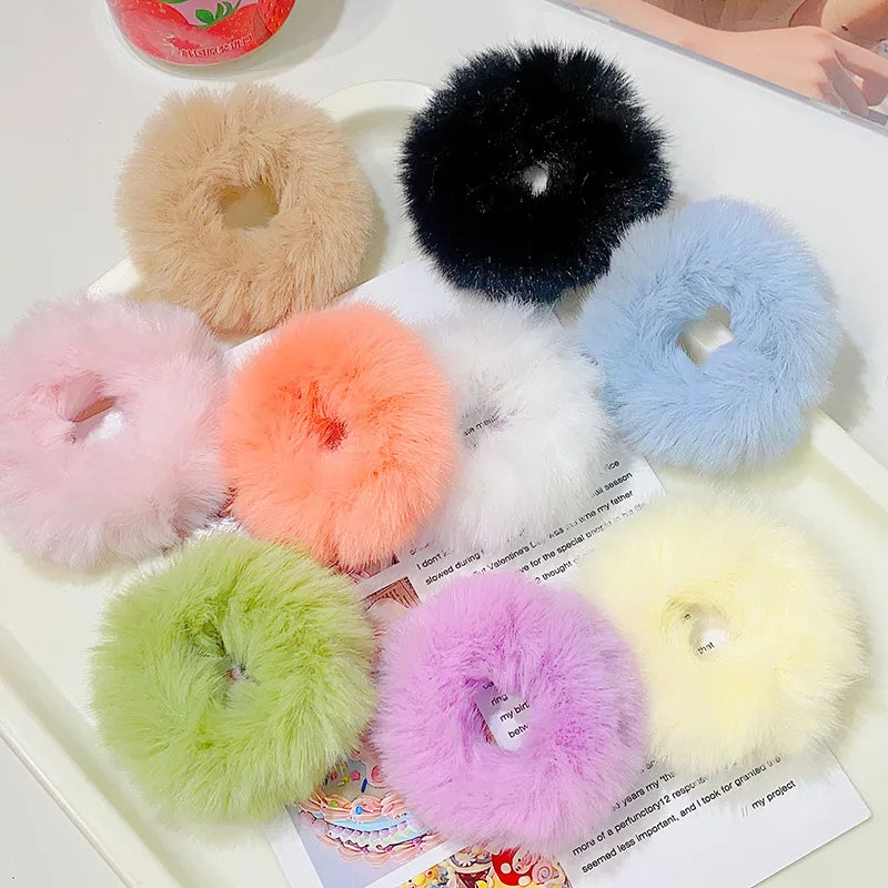 Bunte Flauschige Haargummis | Plüsch-Scrunchies für Damen & Mädchen | Weiche Elastische Pferdeschwanzhalter Kaufschwan®