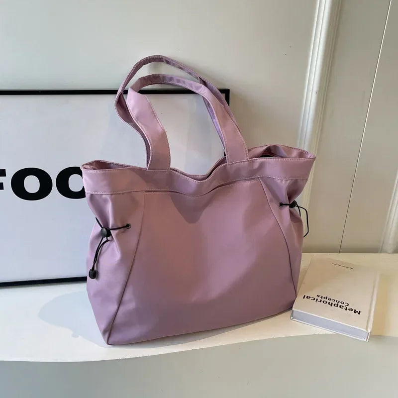 Casual Fashion Tote Bag mit Großer Kapazität – Damen Schultertasche für Reisen & Alltag | Ästhetische Handtasche mit Kordelzug
