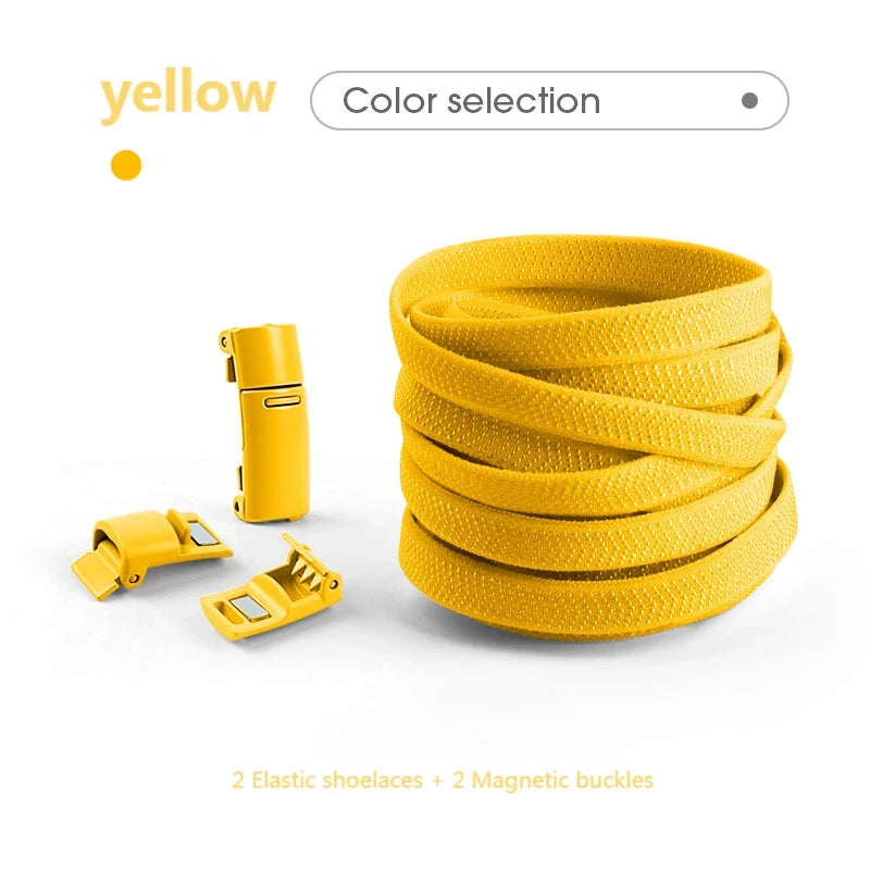 Magnetische No-Tie Elastische Schnürsenkel – Schnelles Verriegelungssystem für Sneaker | Unisex Schuhzubehör für Kinder & Erwachsene, 1 Paar Kaufschwan® Gelb