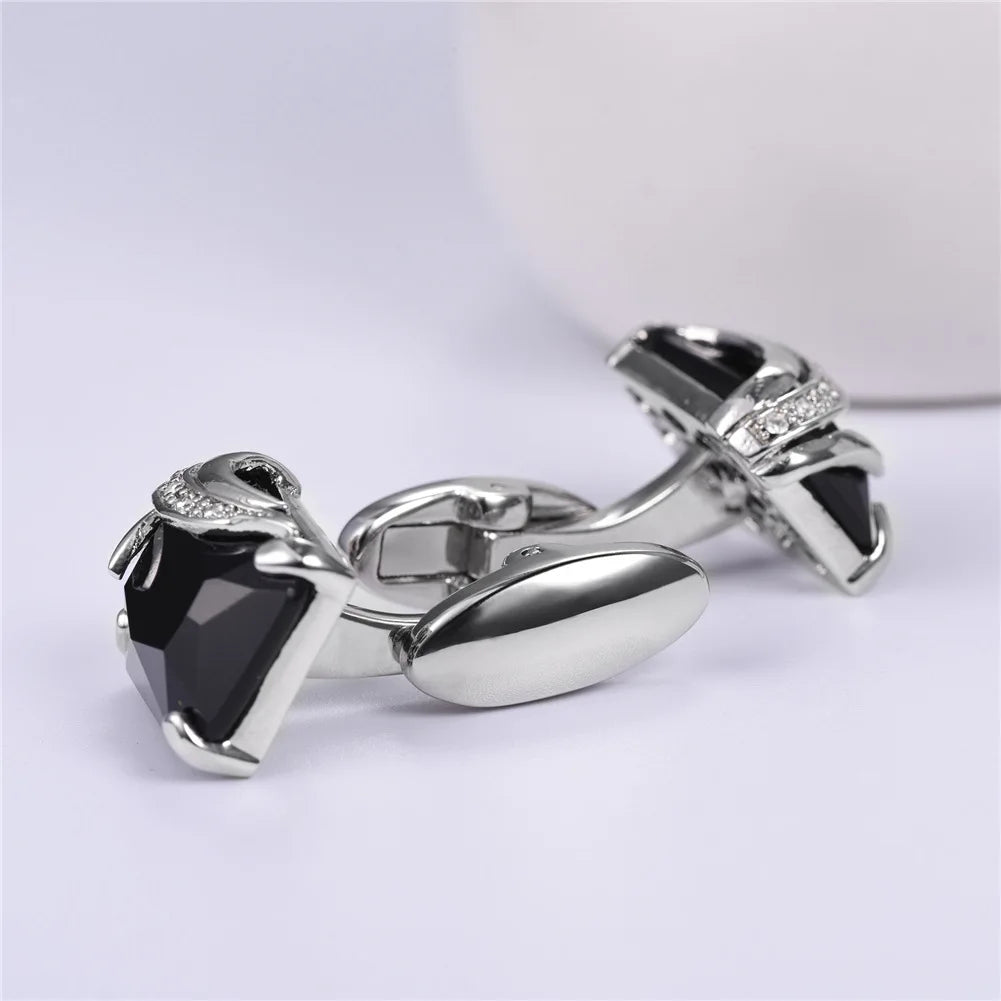Rechteckige Herren Manschettenknöpfe mit Kristallstein – Rot, Blau & Schwarz | 14×19mm Österreichischer Kristall Luxus Schmuck Geschenk Kaufschwan®