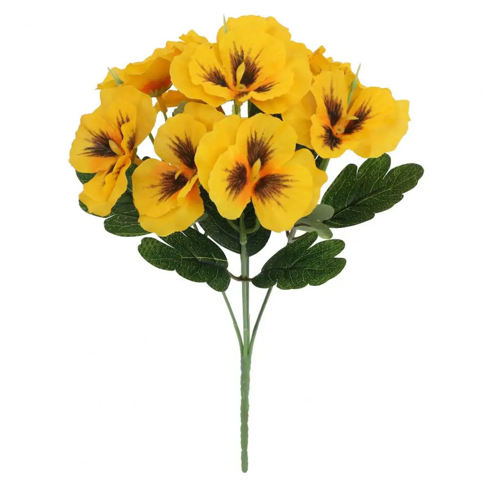 Künstliche Stiefmütterchen – UV-beständiger Kunstblumenstrauß für Vase, Garten, Veranda, Balkon & Innen-/Außendekoration Kaufschwan® Gelb