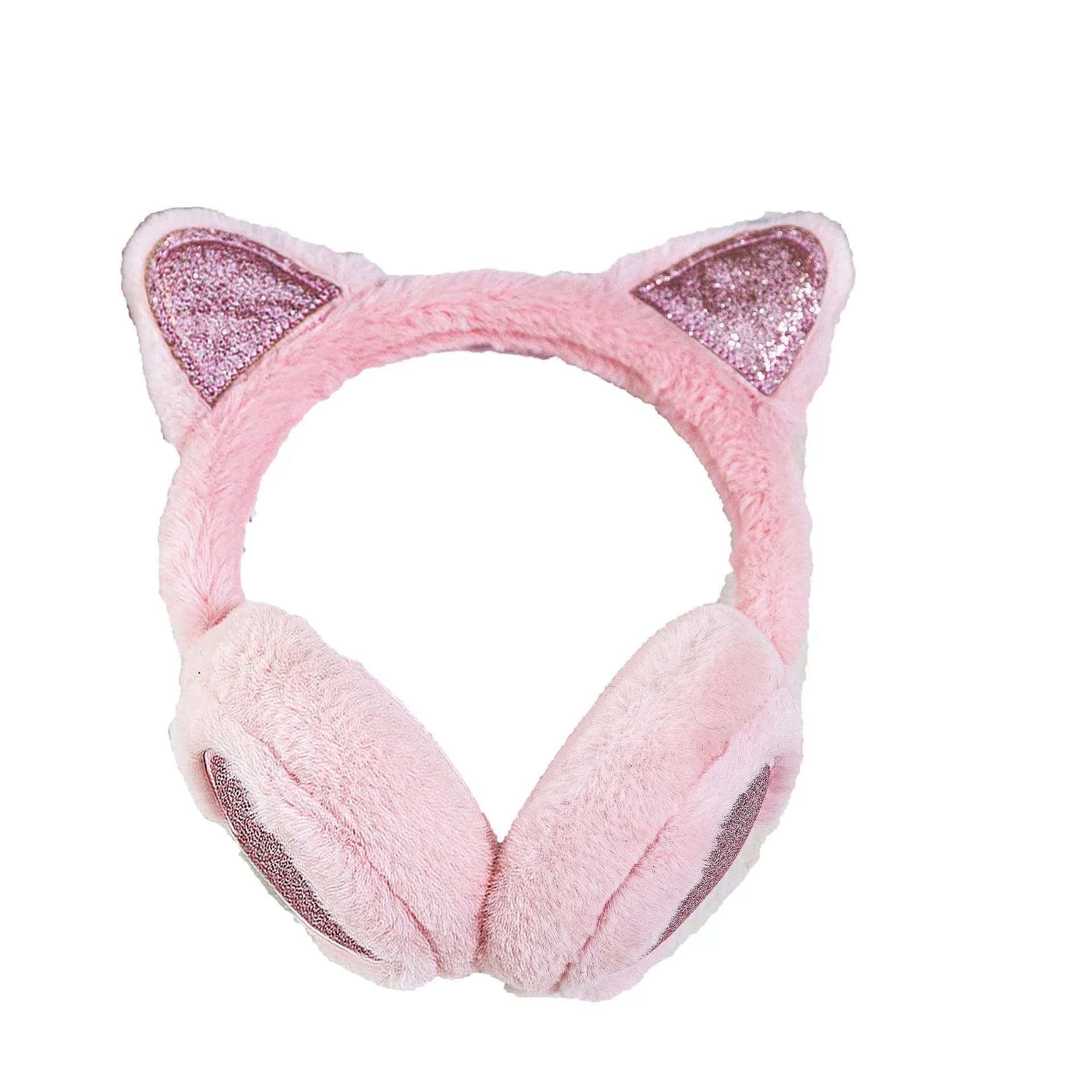 Herbst Winter Plüsch Ohrwärmer mit Katzenohren & Rosa Herz – Thermische Dicke Earmuffs für Kinder & Damen | Süß & Warm Kaufschwan®
