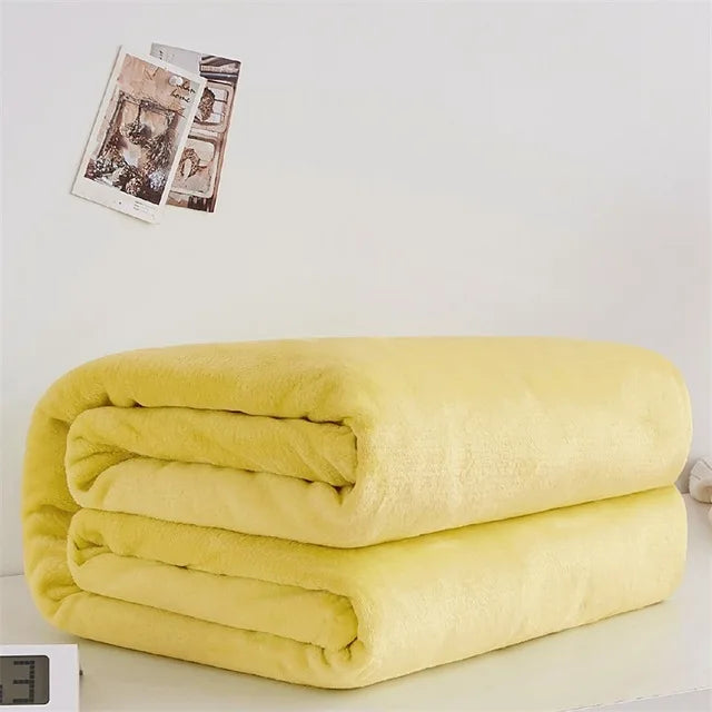 Korallfleece Flanell Decke – Weiche, warme und leichte Bettdecke, Sofabezug, Einfarbig Blau & Rosa Kariert Kunstpelz