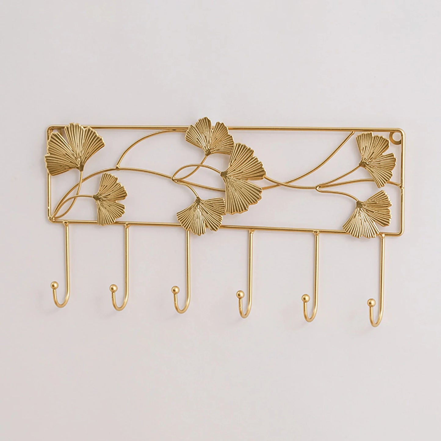 Wandhaken mit Ginkgo-Blatt Design – 3D Schmiedeeisen Wanddeko | Dekorativer Metallhaken für Schlüssel, Jacken, Handtücher & Flurdekoration