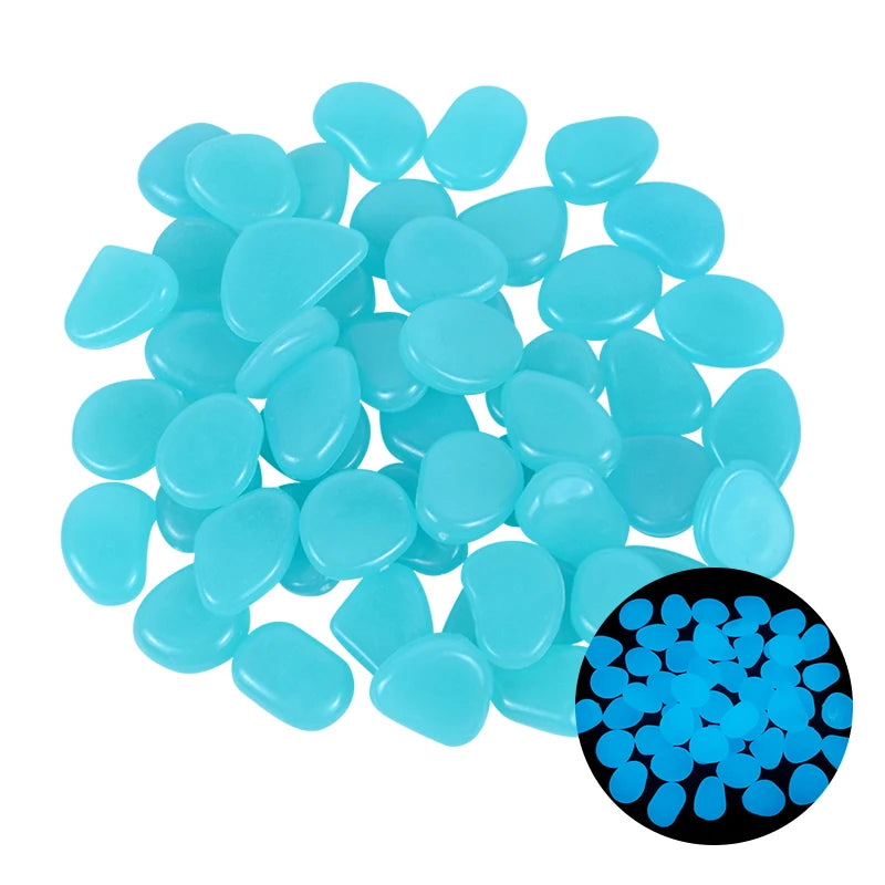 25/50 Stück Leuchtende Gartensteine – Glow-in-the-Dark Kiesel für Wege, Gartenpfade, Terrasse & Rasen Dekoration Kaufschwan® Blau 25 Stück