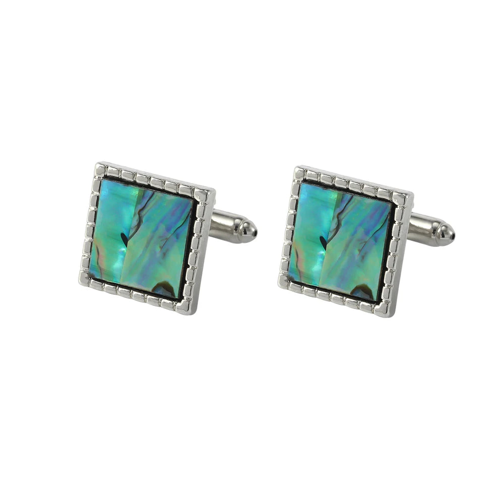 Herren Manschettenknöpfe mit Abalone Muschel – Rechteckiges Design | Eleganter Schmuck für Hochzeit, Party & Geschenk für Vater oder Ehemann Kaufschwan® Grün