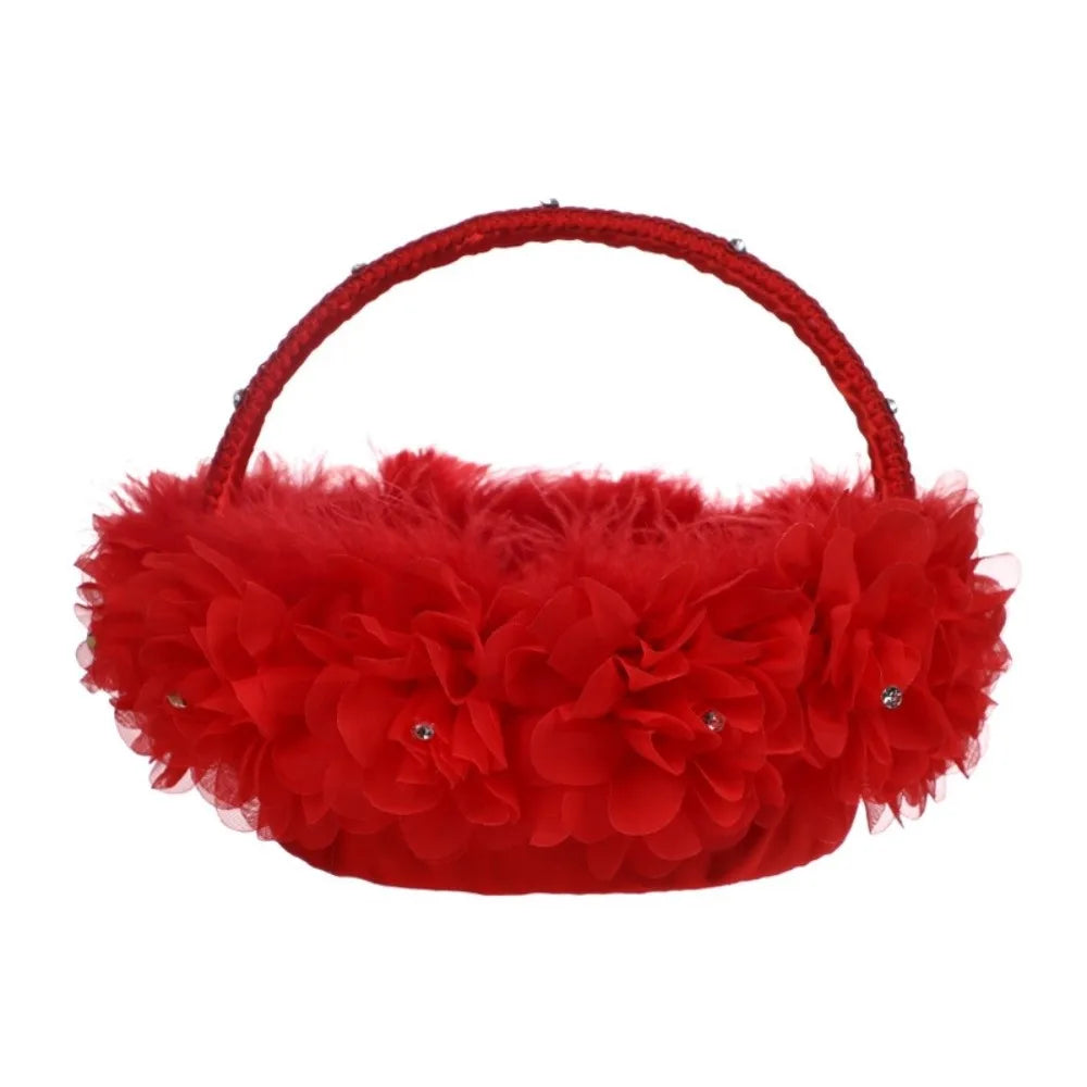 Western Stil Blumenkorb – Handgehaltener Hochzeitskorb für Braut Kaufschwan® Rot