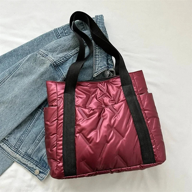 Damen Tote Bag Herbst – Große Kapazität Koreanische Mode Canvas Handtasche | Minimalistische Quadratische Schultertasche Kaufschwan® Rot